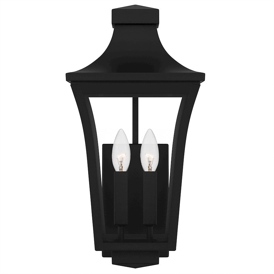 Quentin 2Light Outdoor Lantern, Earth Black/Clear Glass