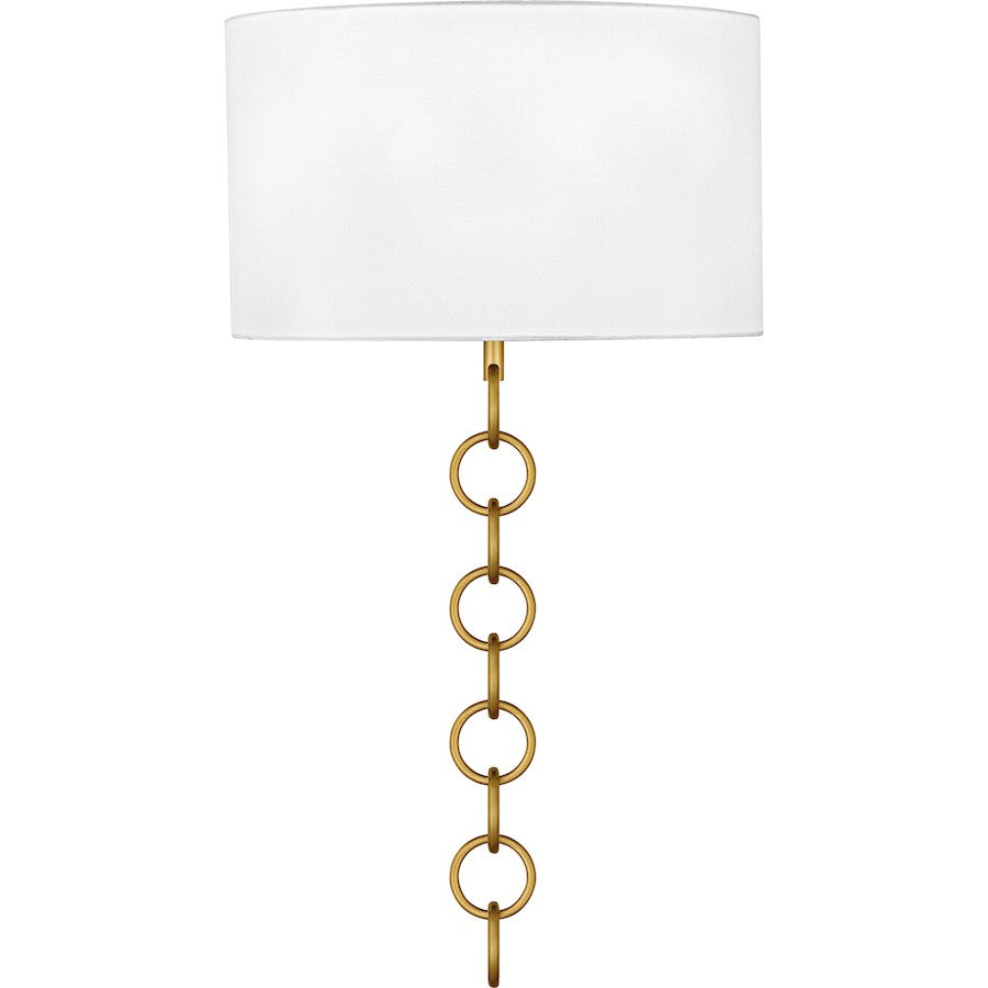 Baynes 2Light Wall Sconce, Brushed Gold/White Fabric