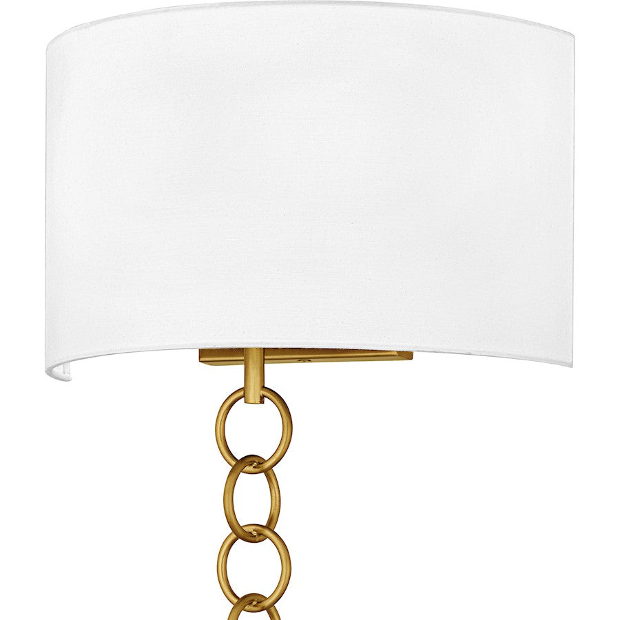 Baynes 2Light Wall Sconce, Brushed Gold/White Fabric