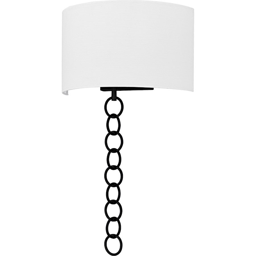 Baynes 2Light Wall Sconce, Matte Black/White Fabric