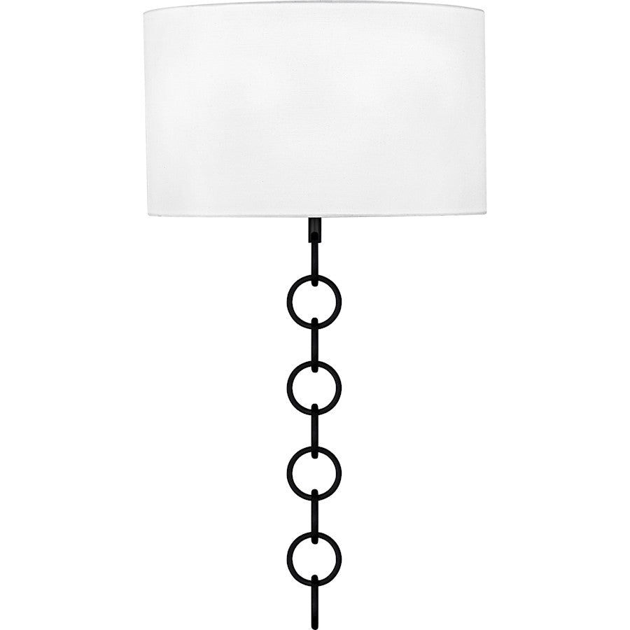 Baynes 2Light Wall Sconce, Matte Black/White Fabric
