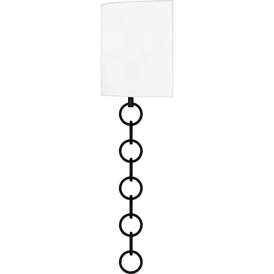 Baynes 2Light Wall Sconce, Matte Black/White Fabric