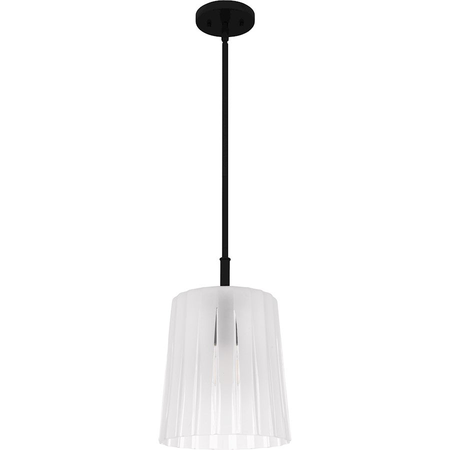 Gray 1Lt Mini Pendant, Black/Clear Ribbed Sandblasted