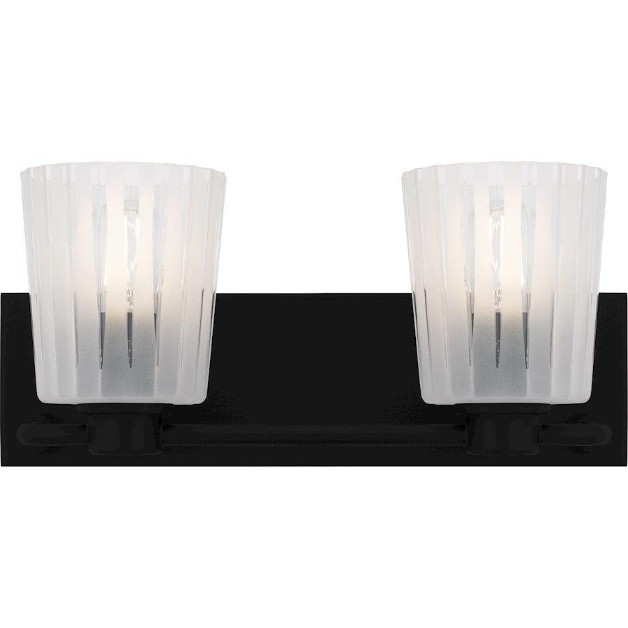 Quoizel Gray 2Lt Bath Light, Black/Clear Ribbed Sandblasted - RAY8616MBK