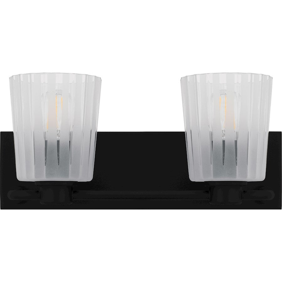 Gray 2Lt Bath Light, Black/Clear Ribbed Sandblasted