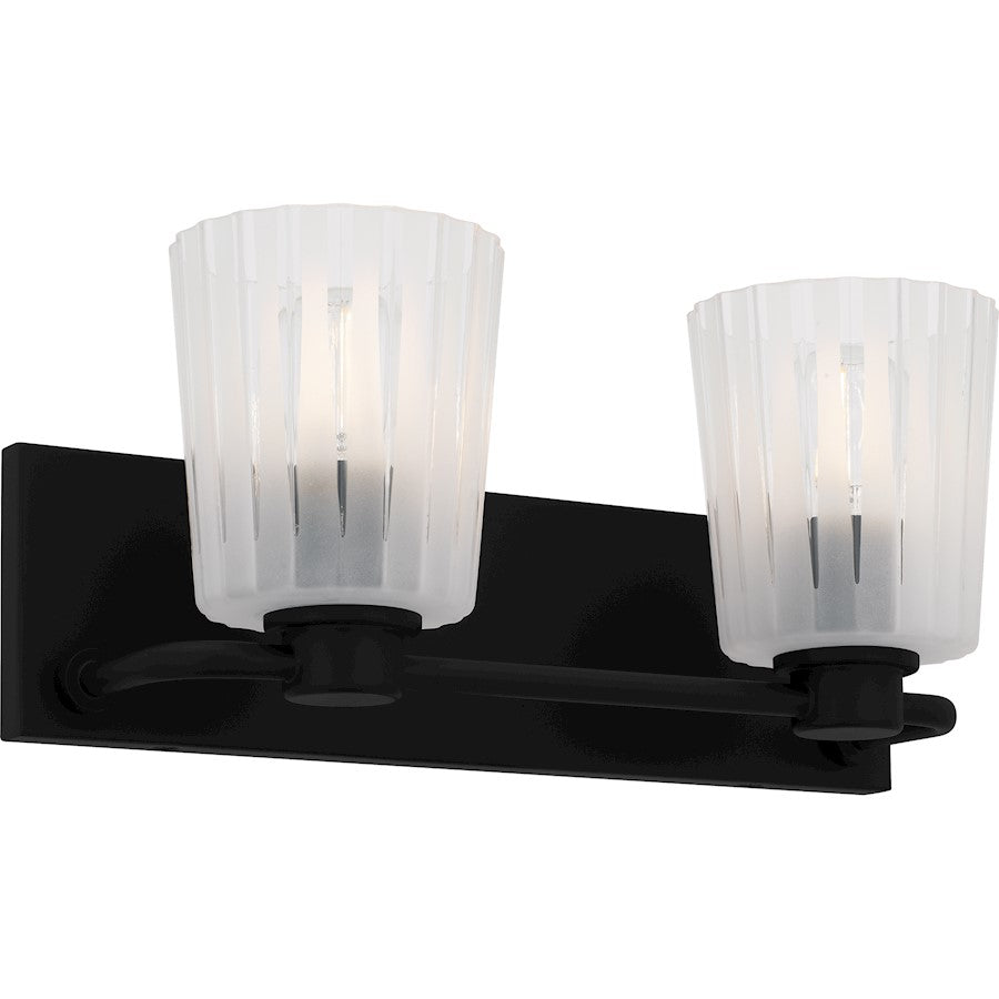 Gray 2Lt Bath Light, Black/Clear Ribbed Sandblasted