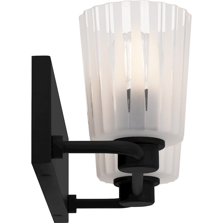 Gray 2Lt Bath Light, Black/Clear Ribbed Sandblasted