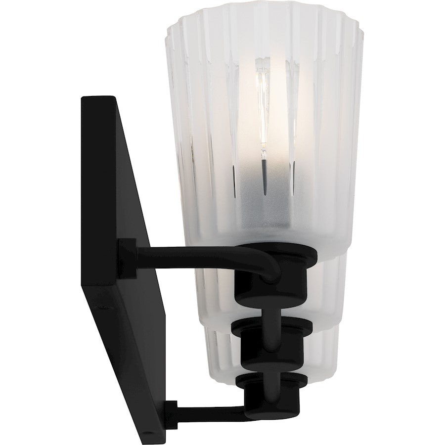 Gray 3Lt Bath Light, Black/Clear Ribbed Sandblasted