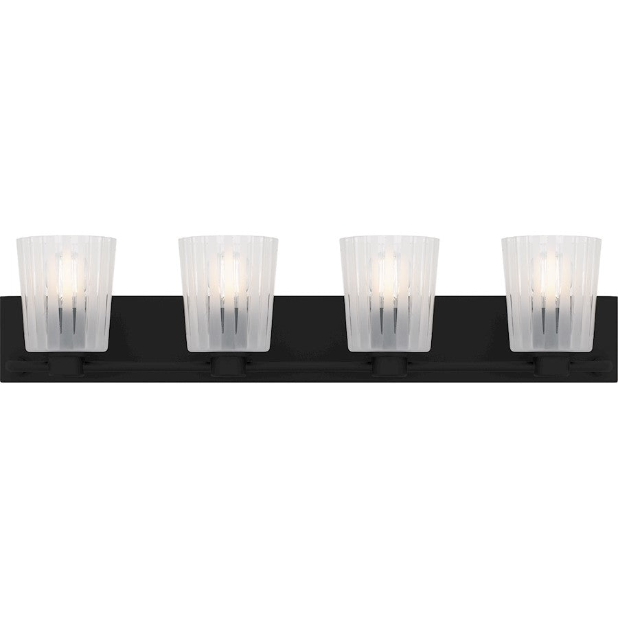 Quoizel Gray 4Lt Bath Light, Black/Clear Ribbed Sandblasted - RAY8632MBK
