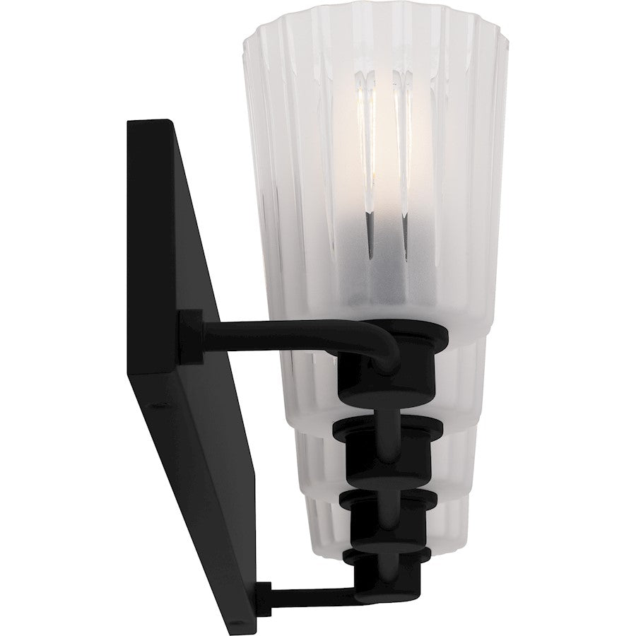 Gray 4Lt Bath Light, Black/Clear Ribbed Sandblasted