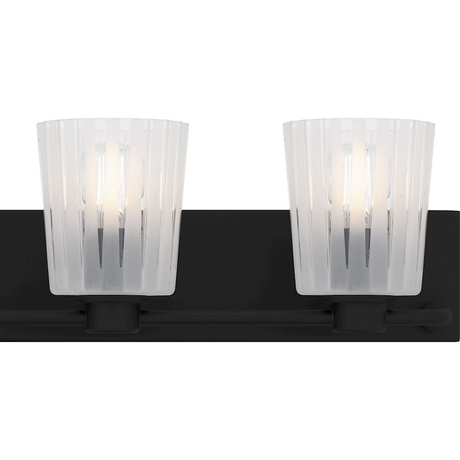 Gray 4Lt Bath Light, Black/Clear Ribbed Sandblasted