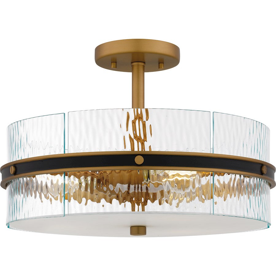 Quoizel Reagan 3Lt Semi-Flush Mount, Black/Clear Water - REA1716MBK