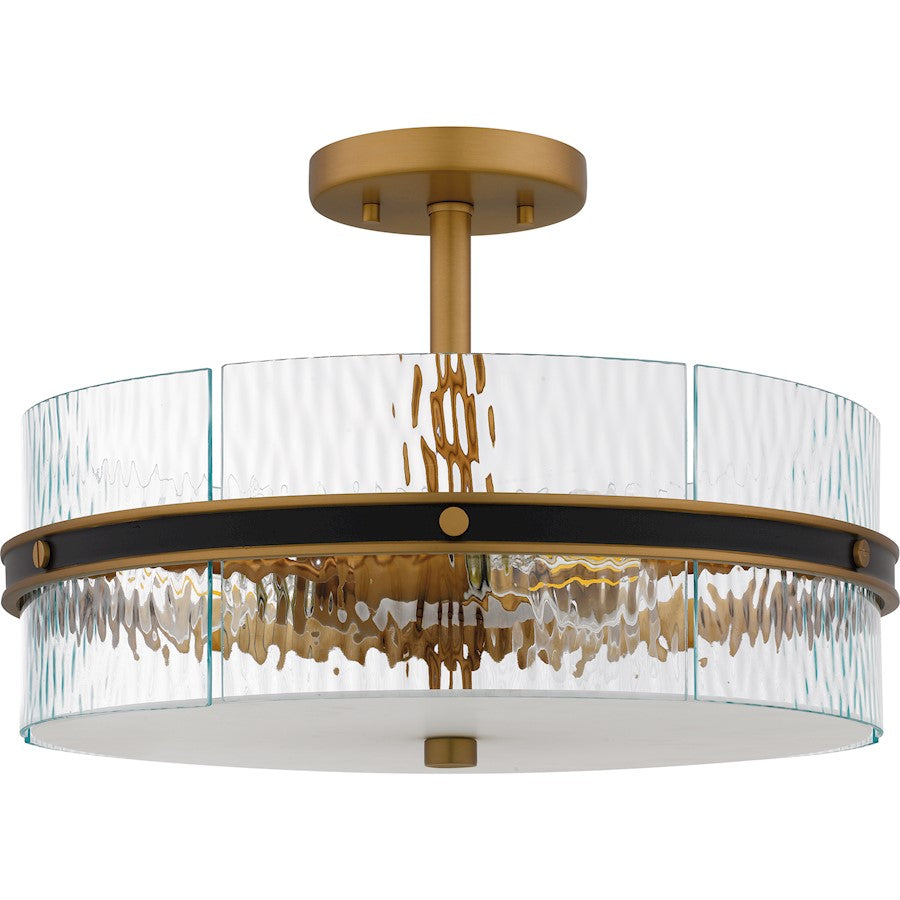 Reagan 3Lt Semi-Flush Mount, Black/Clear Water