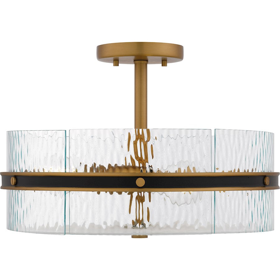 Reagan 3Lt Semi-Flush Mount, Black/Clear Water