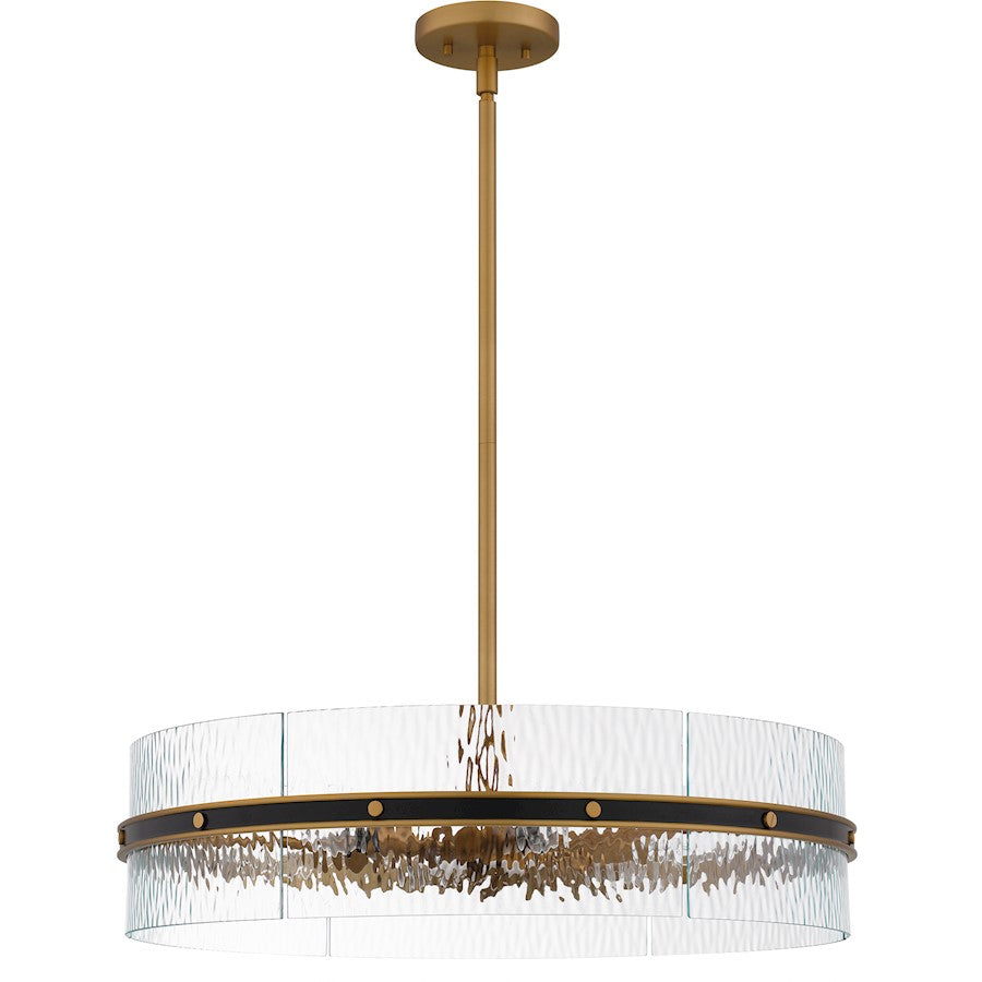 Reagan 6Light Pendant, Matte Black/Clear Water Glass