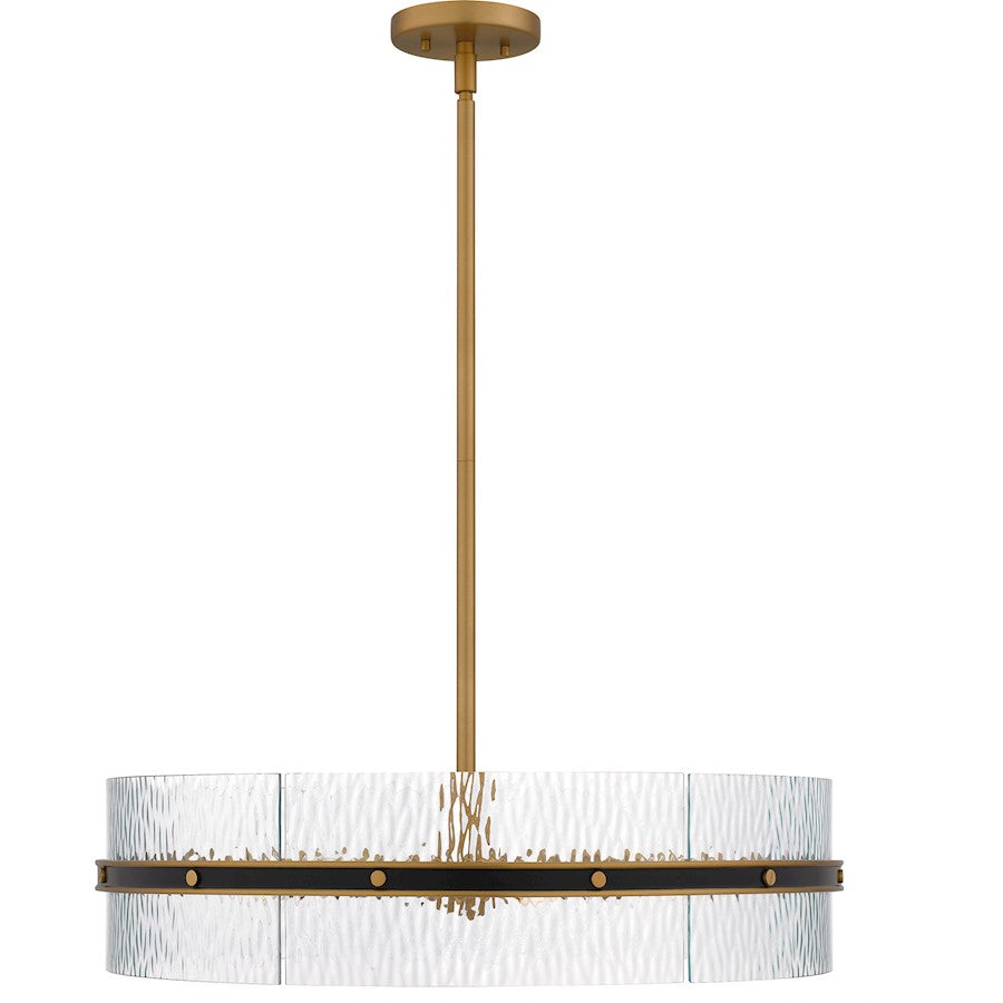 Reagan 6Light Pendant, Matte Black/Clear Water Glass