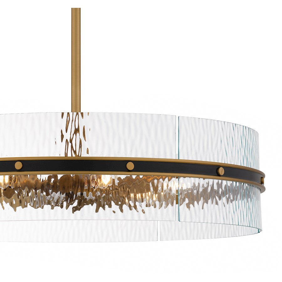 Reagan 6Light Pendant, Matte Black/Clear Water Glass