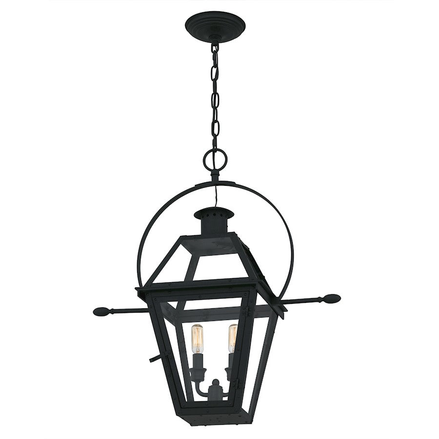 Rue De Royal 2Lt Outdoor Lantern, Black/Clear/Tempering Panel