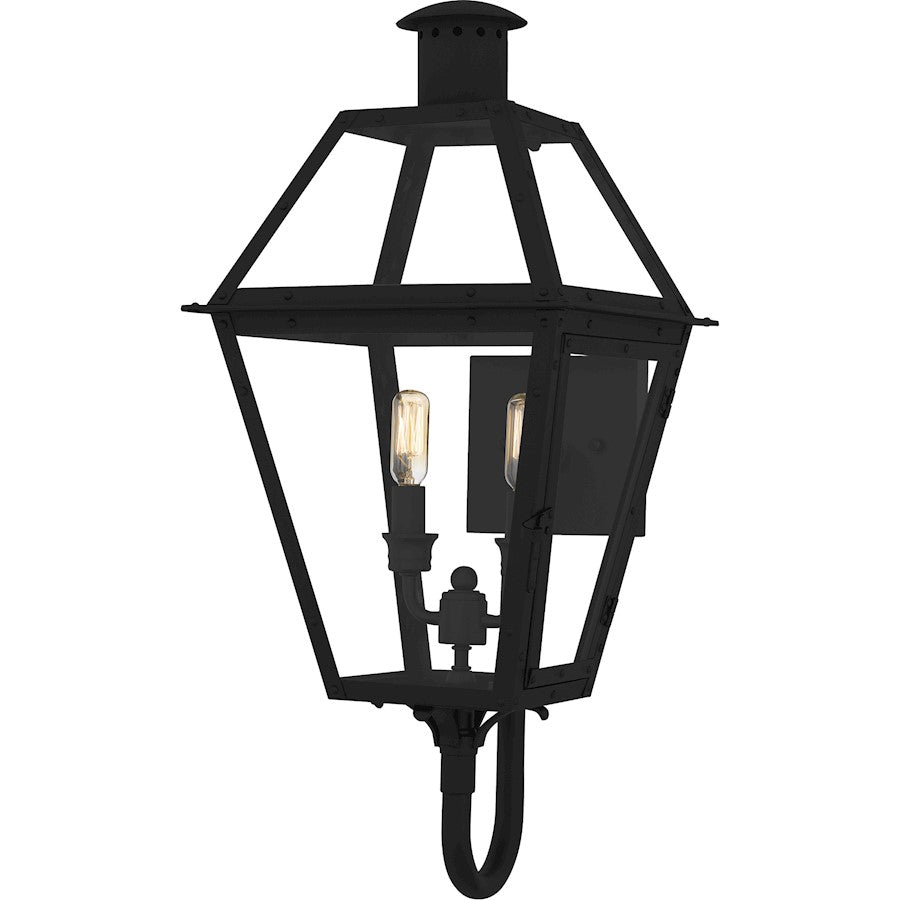Quoizel Rue De Royal 2Light Outdoor Lantern, Earth Black/Clear Glass - RO8311EK