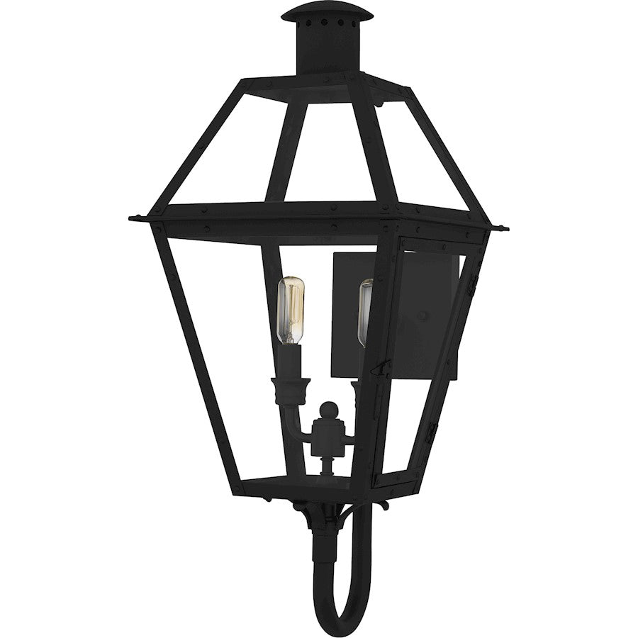 Rue De Royal 2Light Outdoor Lantern, Earth Black/Clear Glass