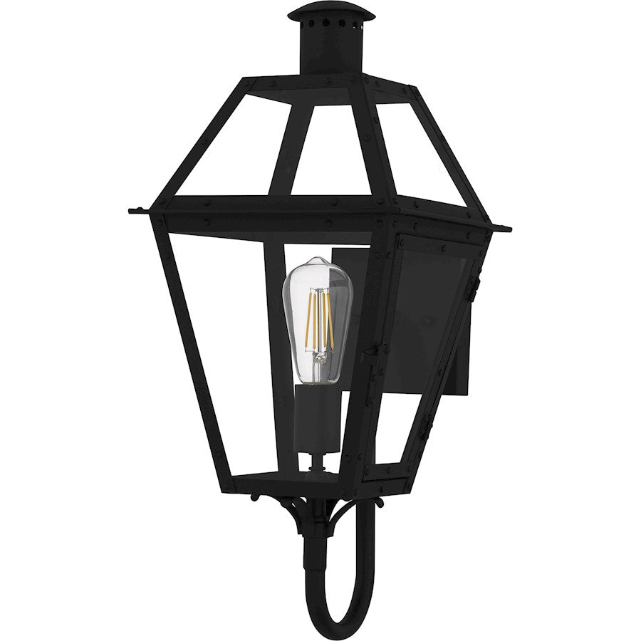 Rue De Royal 1Lt Outdoor Lantern, Black/Clear/Tempering