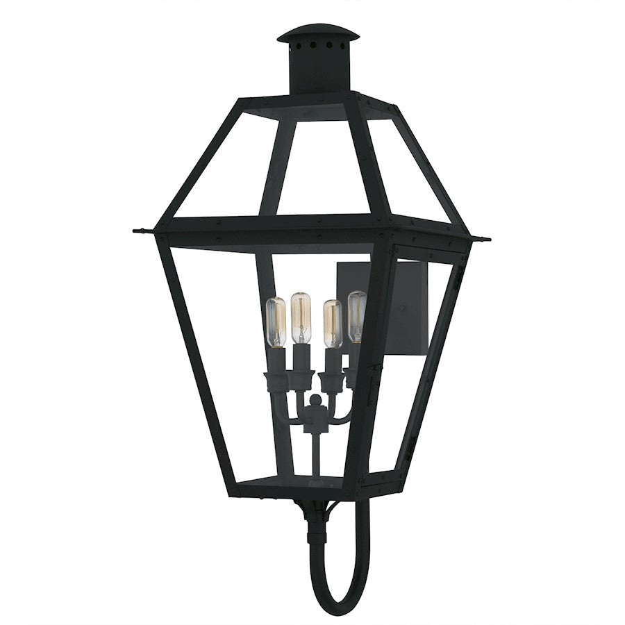 Rue De Royal 4Lt 30" Outdoor Lantern, Black/Clear/Tempering