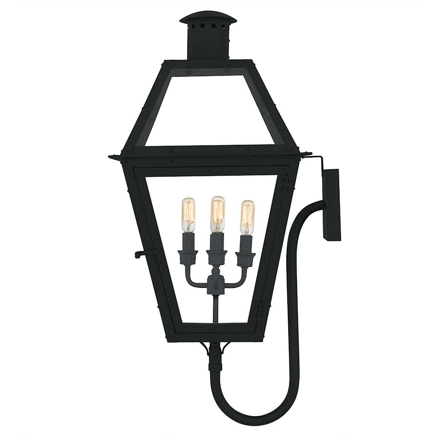 Rue De Royal 4Lt 30" Outdoor Lantern, Black/Clear/Tempering