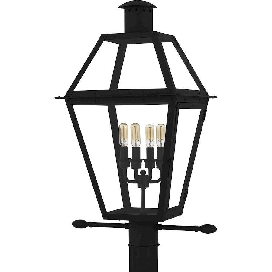 Rue De Royal 4Lt 26" Outdoor Lantern, Black/Clear/Tempering