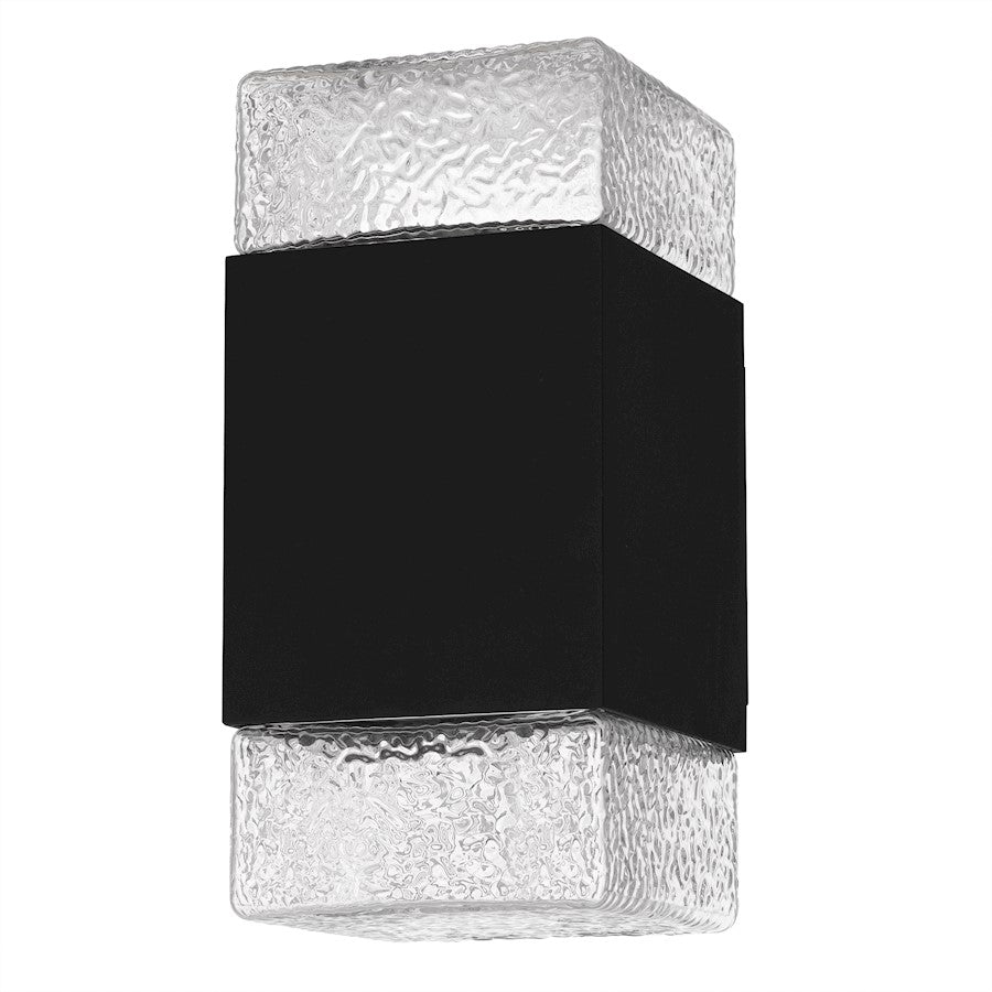 Saxton Lt 10" Outdoor Lantern, Black/Clear Textured