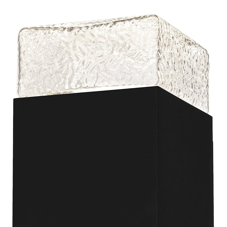 Saxton Lt 10" Outdoor Lantern, Black/Clear Textured