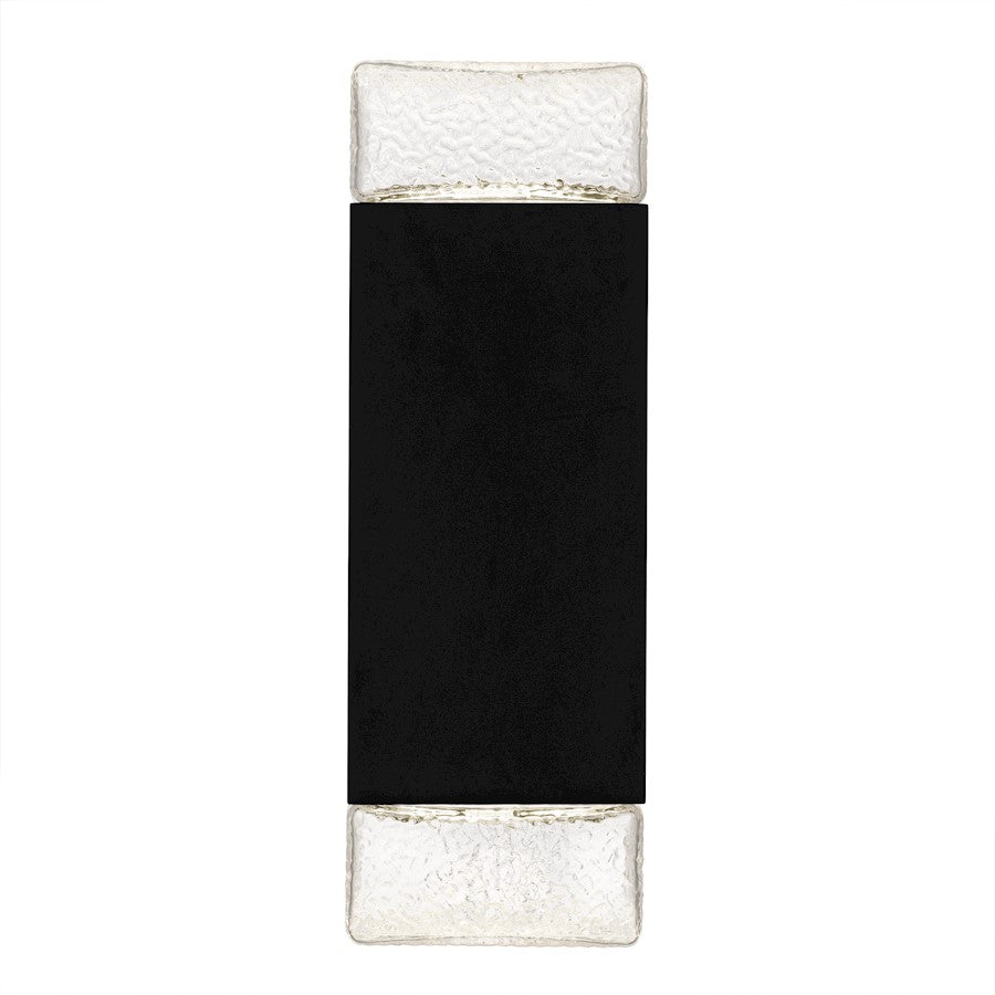 Saxton Lt 14" Outdoor Lantern, Black/Clear Textured