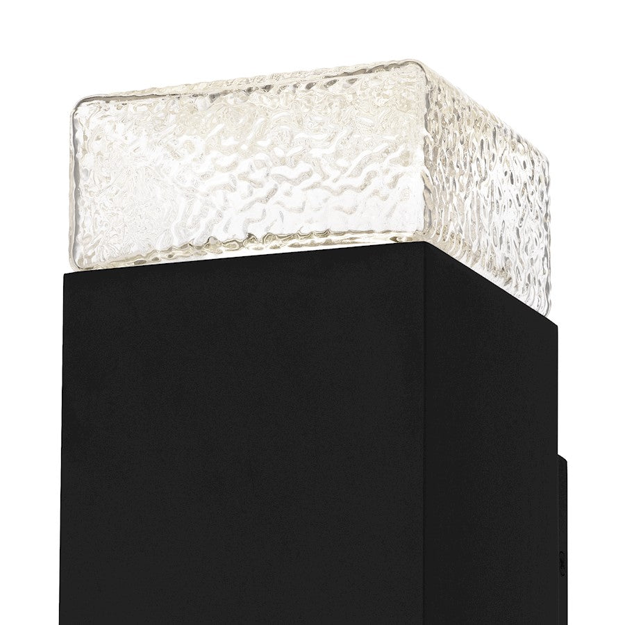 Saxton Lt 14" Outdoor Lantern, Black/Clear Textured