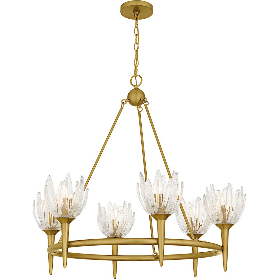 Shea 6Light Chandelier, Brushed Gold/Glass