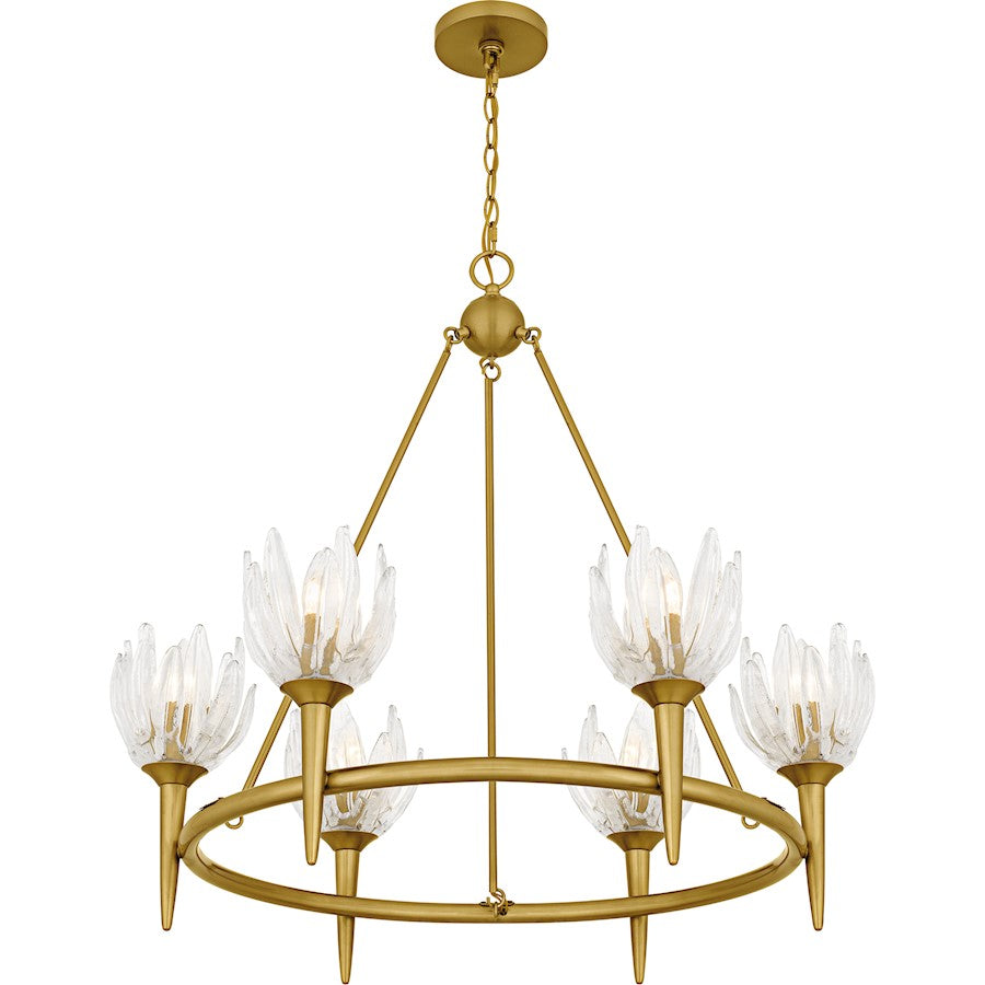 Shea 6Light Chandelier, Brushed Gold/Glass