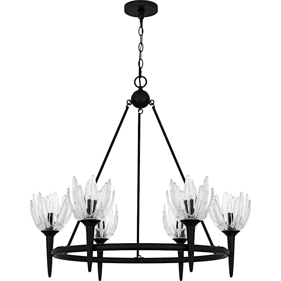 Shea 6Light Chandelier, Matte Black/Glass