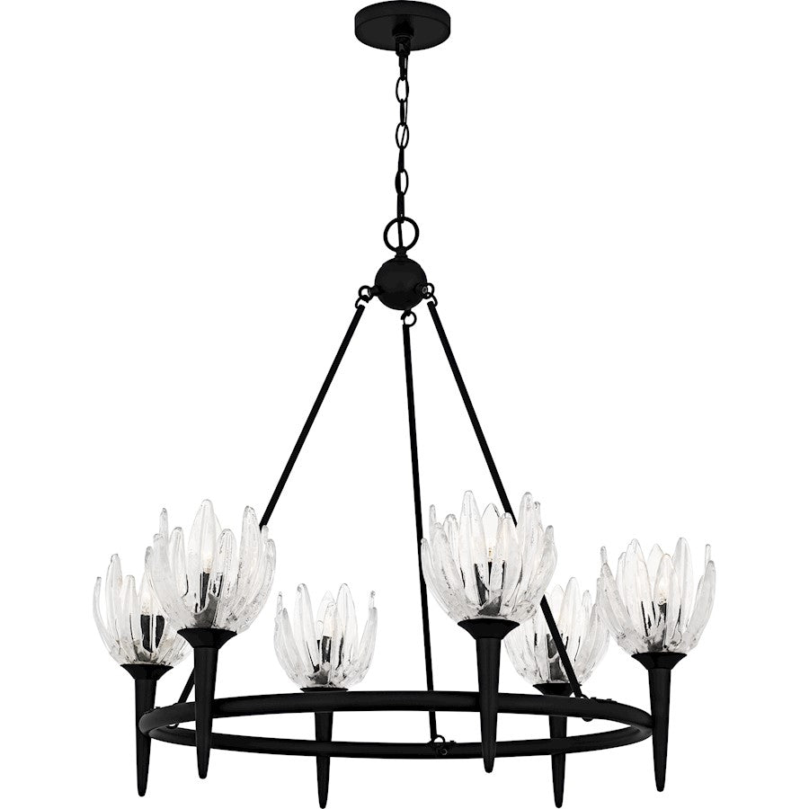 Shea 6Light Chandelier, Matte Black/Glass