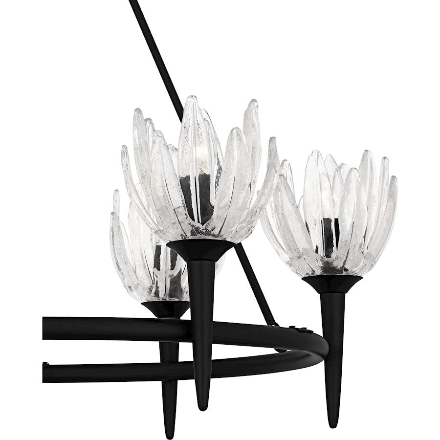 Shea 6Light Chandelier, Matte Black/Glass