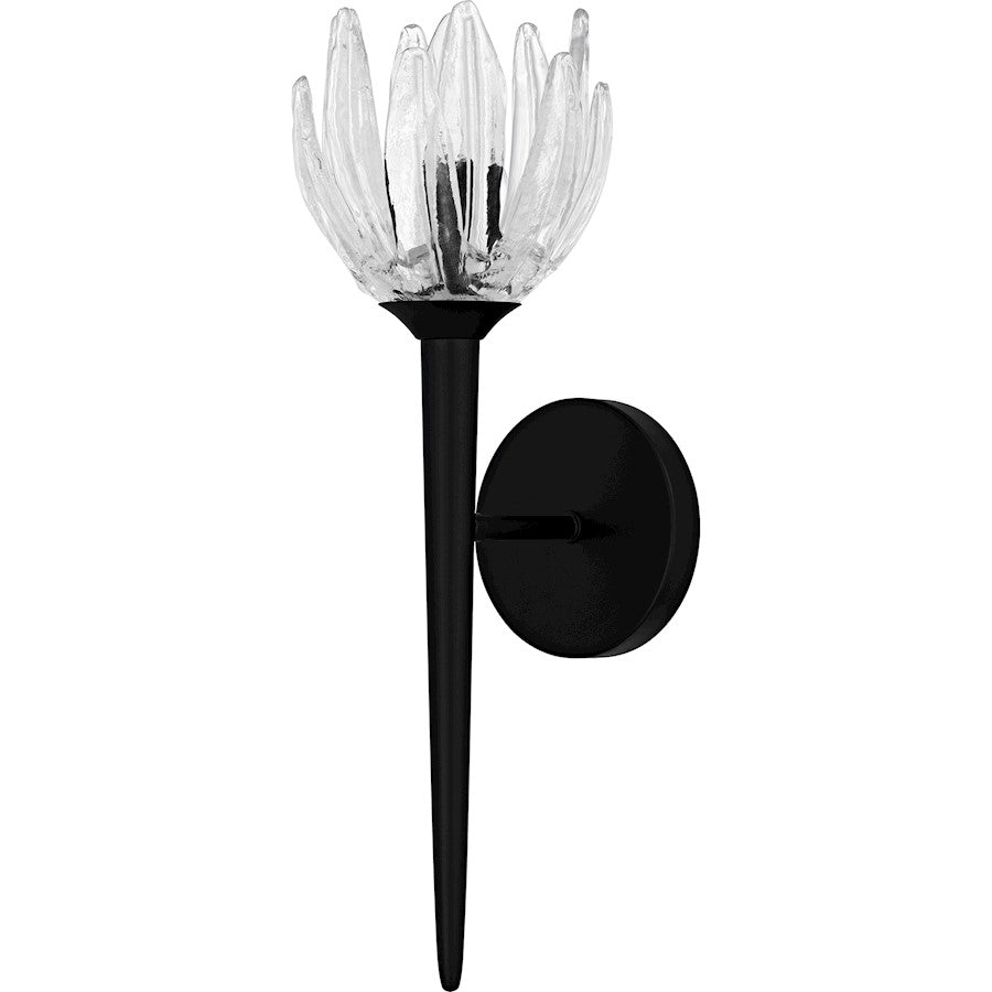 Shea 1Light Wall Sconce, Matte Black/Glass