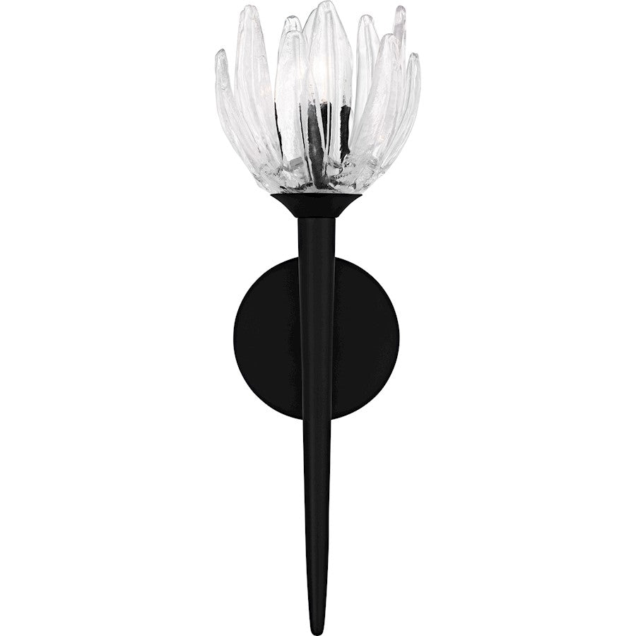 Shea 1Light Wall Sconce, Matte Black/Glass