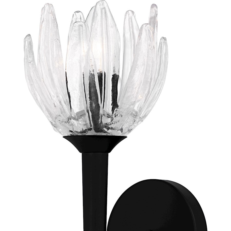 Shea 1Light Wall Sconce, Matte Black/Glass