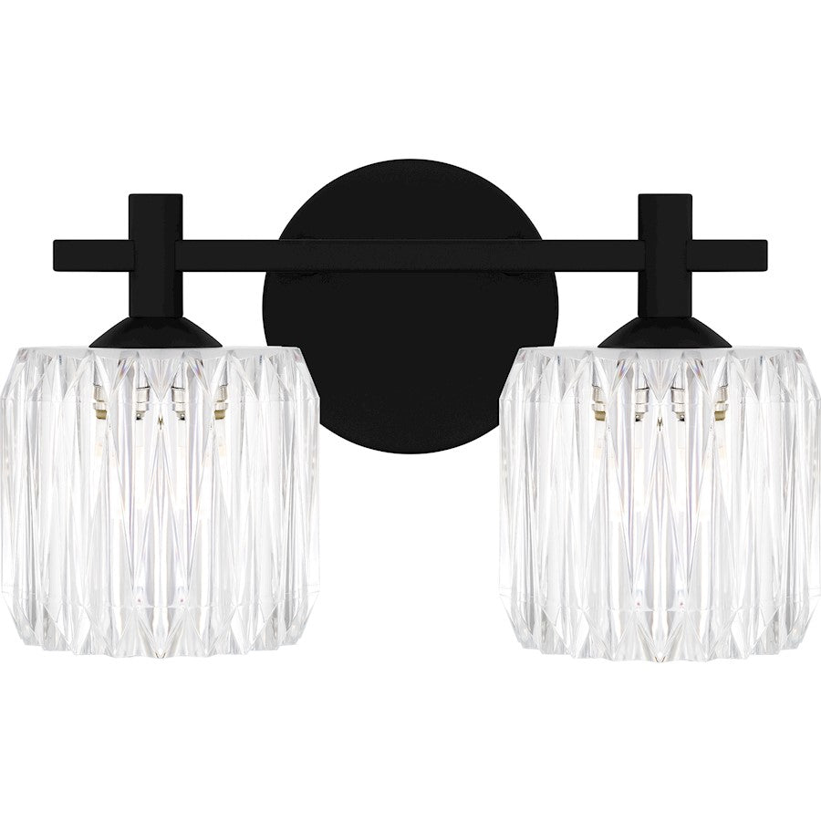 Quoizel Spade 2Light Bath Light, Matte Black/Clear Acrylic - SPD8614MBK