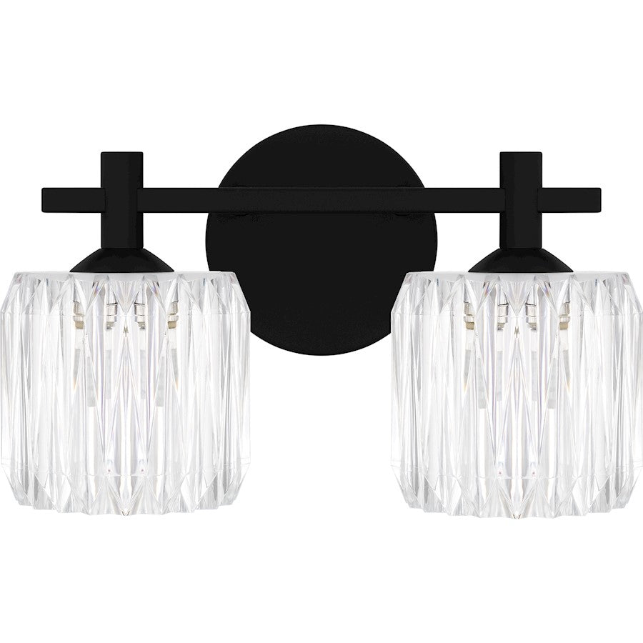 Spade 2Light Bath Light, Matte Black/Clear Acrylic