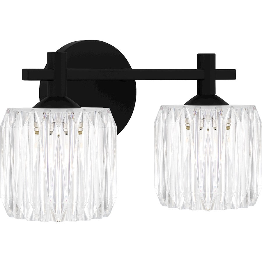 Spade 2Light Bath Light, Matte Black/Clear Acrylic