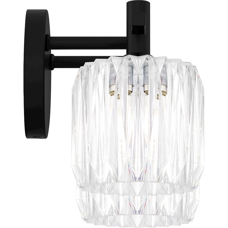 Spade 2Light Bath Light, Matte Black/Clear Acrylic