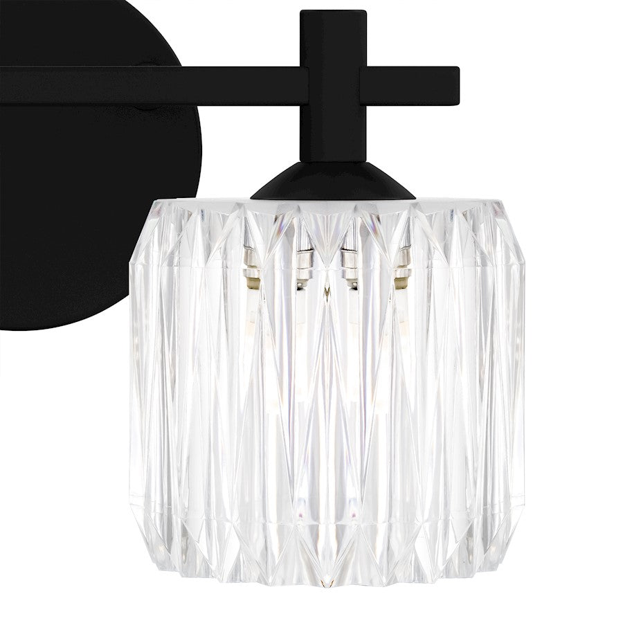 Spade 2Light Bath Light, Matte Black/Clear Acrylic