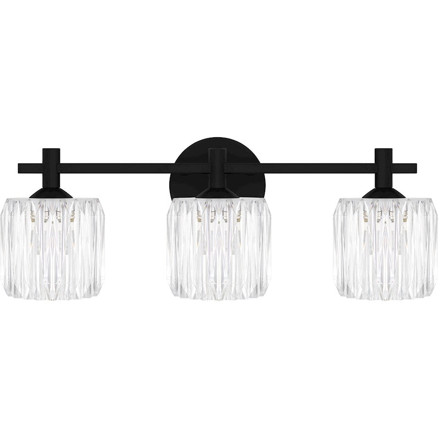 Spade 3Light Bath Light, Matte Black/Clear Acrylic
