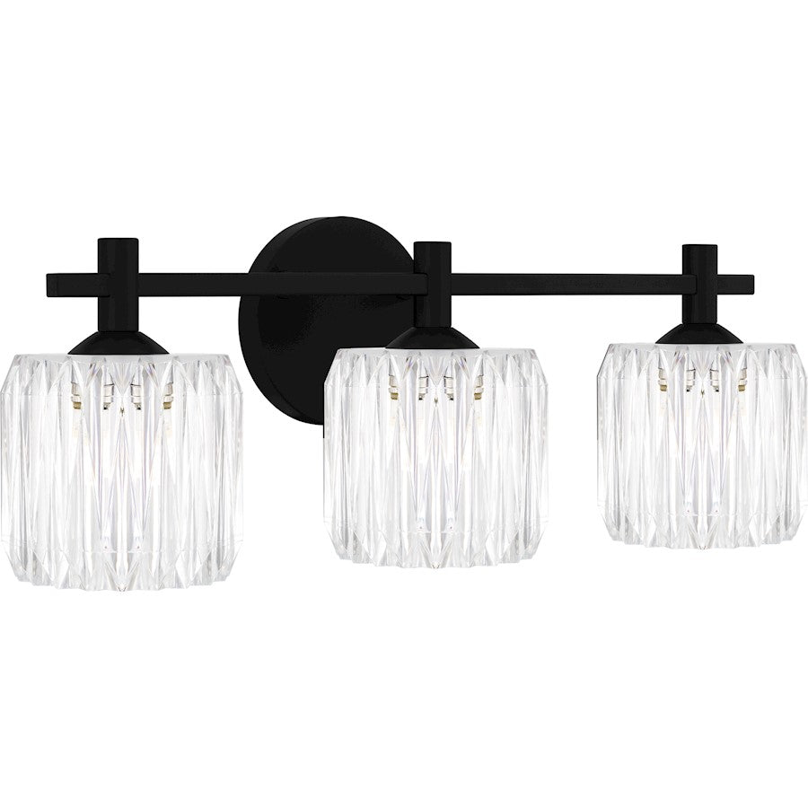 Spade 3Light Bath Light, Matte Black/Clear Acrylic