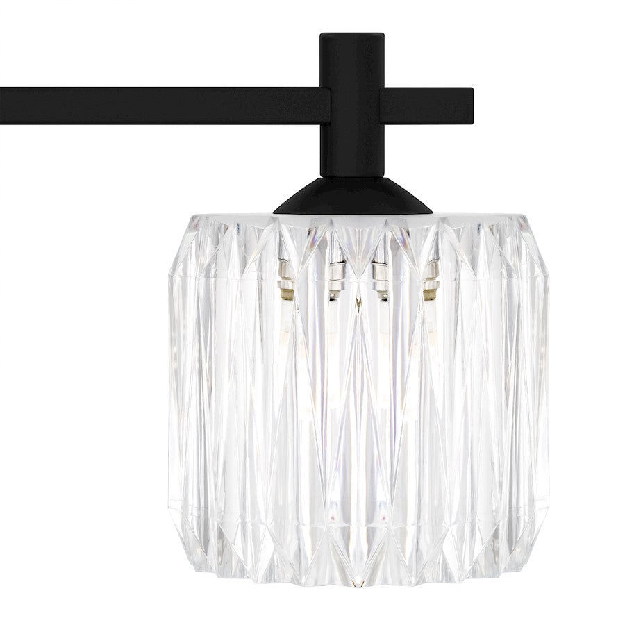 Spade 3Light Bath Light, Matte Black/Clear Acrylic