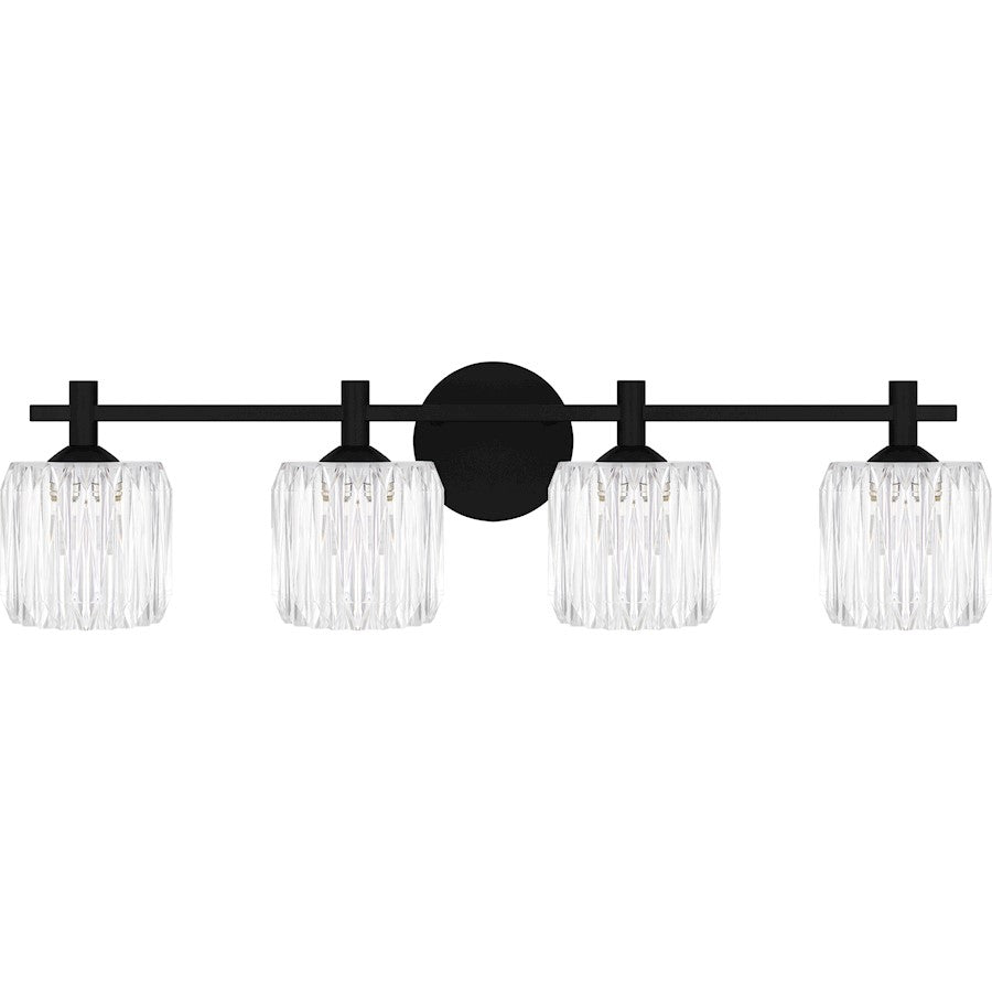 Spade 4Light Bath Light, Matte Black/Clear Acrylic