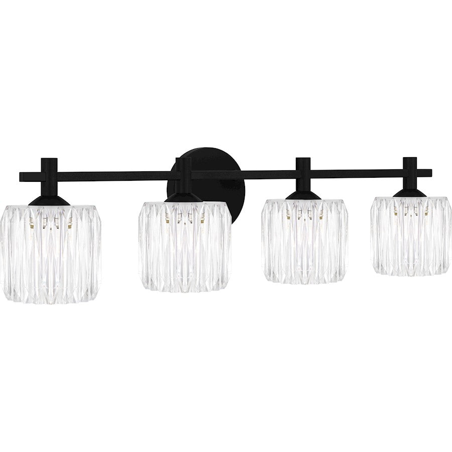 Spade 4Light Bath Light, Matte Black/Clear Acrylic